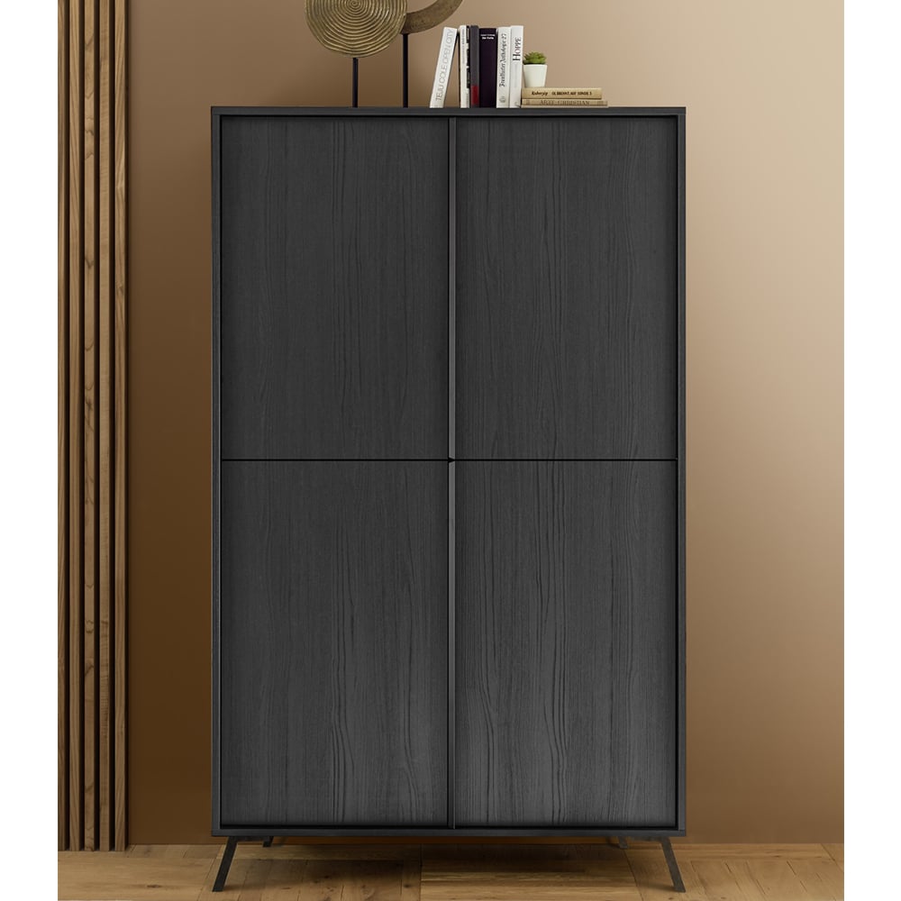 Read more about Cappy wooden highboard with 4 doors in black