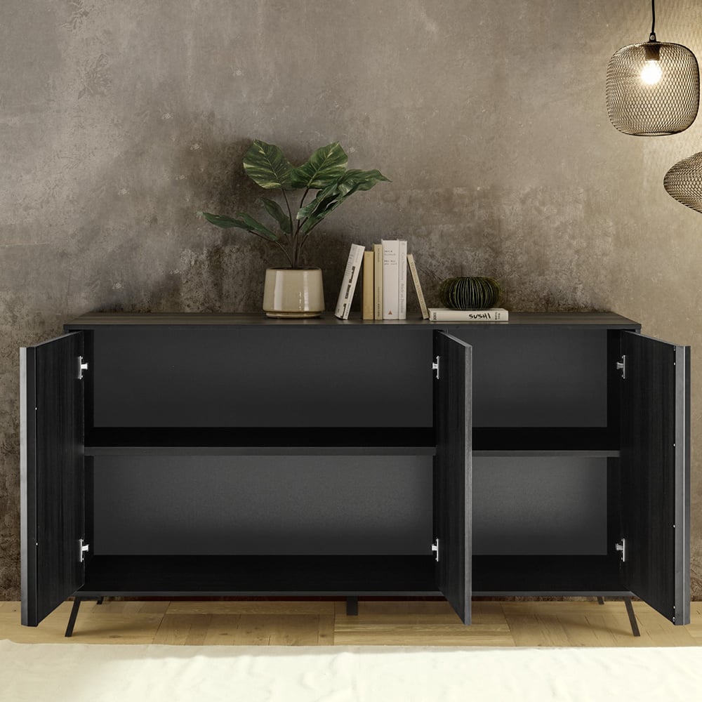 Cappy Wooden Sideboard With 3 Doors In Black