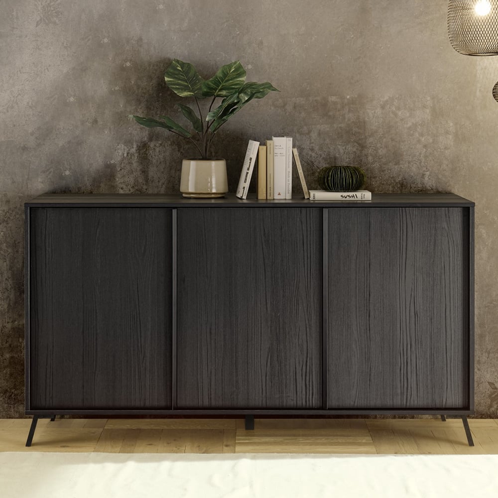 Read more about Cappy wooden sideboard with 3 doors in black