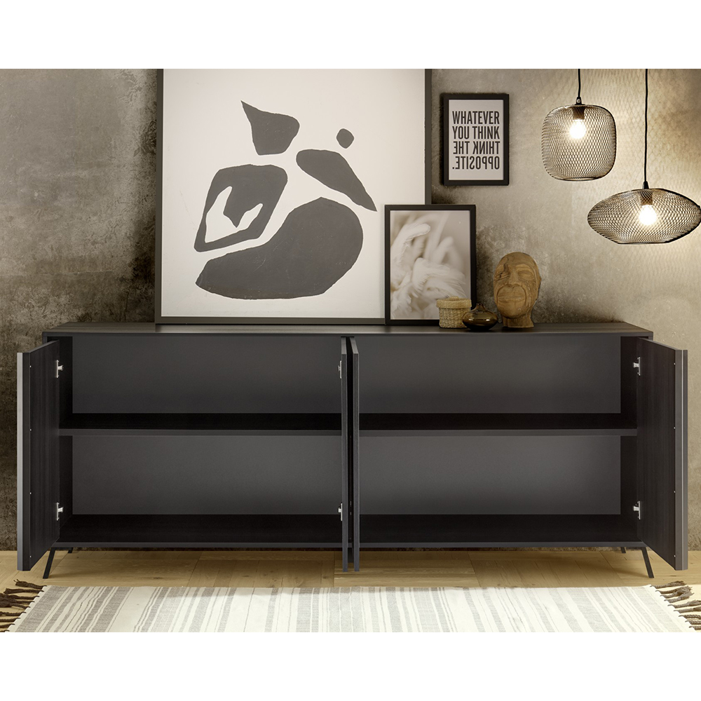 Cappy Wooden Sideboard With 4 Doors In Black