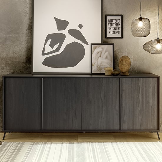 Product photograph of Cappy Wooden Sideboard With 4 Doors In Black Ash from Furniture in Fashion