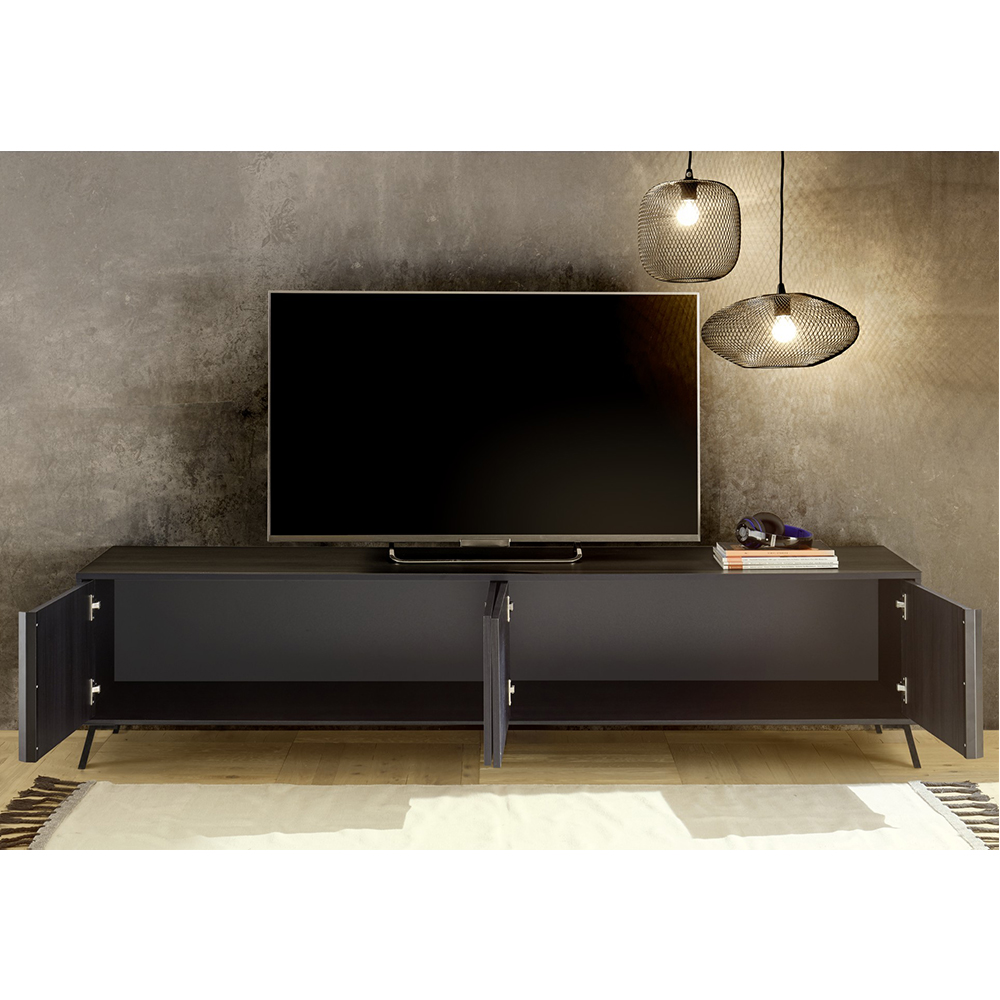 Cappy Wooden TV Stand With 4 Doors In Black