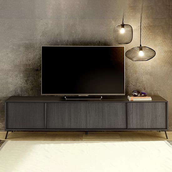 Product photograph of Cappy Wooden Tv Stand With 4 Doors In Black Ash from Furniture in Fashion