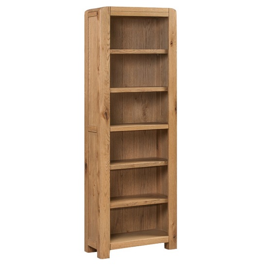 Capre Tall Slim Wooden Bookcase In Rustic Oak Finish Furniture in Fashion