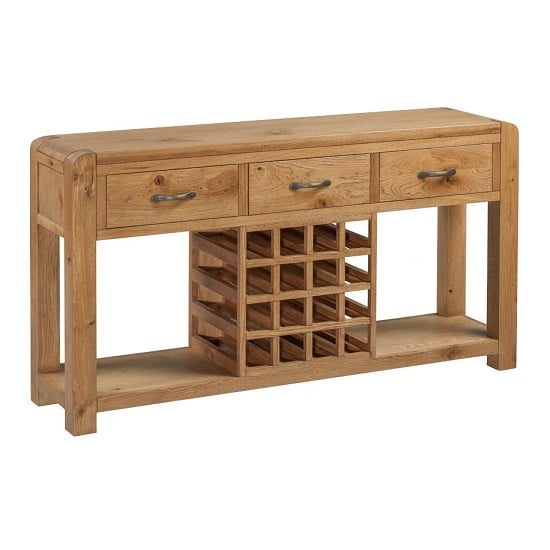 Capre Wooden Sideboard In Rustic Oak With Wine Rack Furniture in Fashion