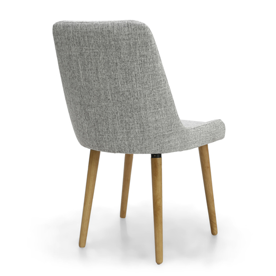 Chioa Grey Fabric Dining Chairs With Oak Legs In Pair
