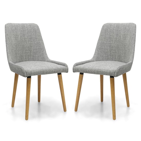 View Capri flax effect grey weave dining chairs in pair