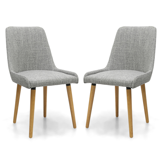 Chioa Flax Effect Grey Weave Dining Chairs In Pair