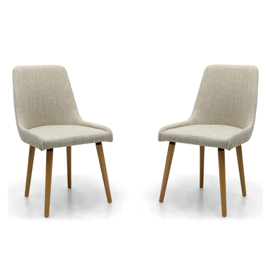 Chioa Flax Effect Natural Dining Chairs In Pair