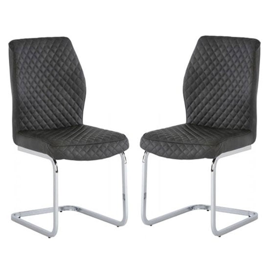Caprika Grey PU Leather Dining Chair In A Pair