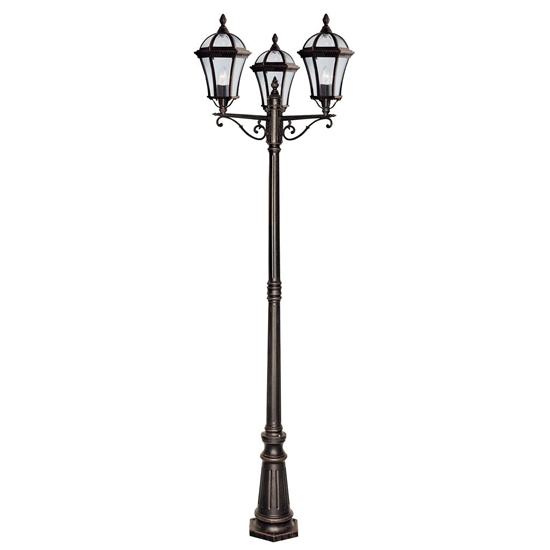 Read more about Capri outdoor 3 lights glass post with rustic brown frame