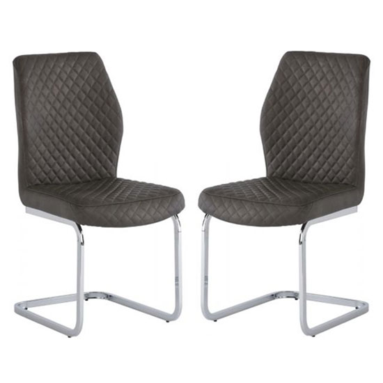Capri Taupe PU Leather Dining Chair In A Pair FiF