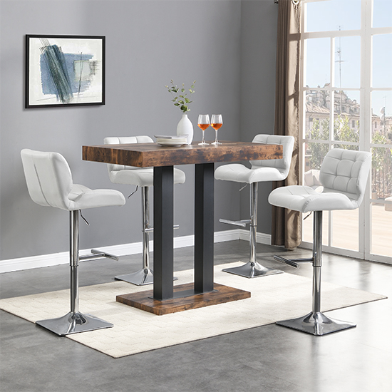Caprice Wooden Bar Table In Rustic Oak