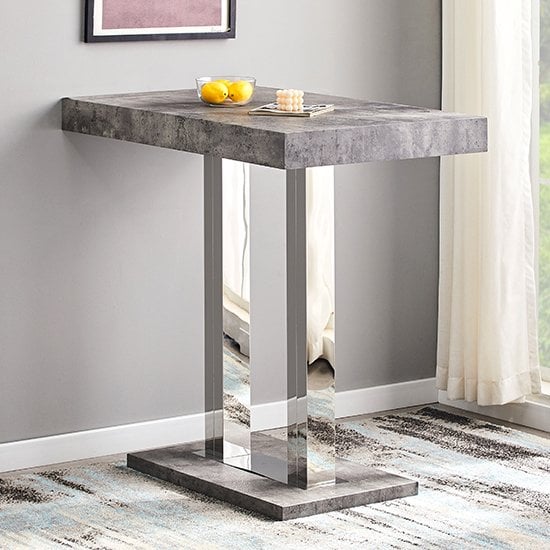Caprice Concrete Effect Bar Table With 4 Ripple Black Stools_2