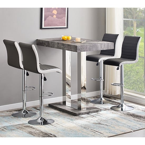 Read more about Caprice concrete effect bar table 4 ritz black white stools