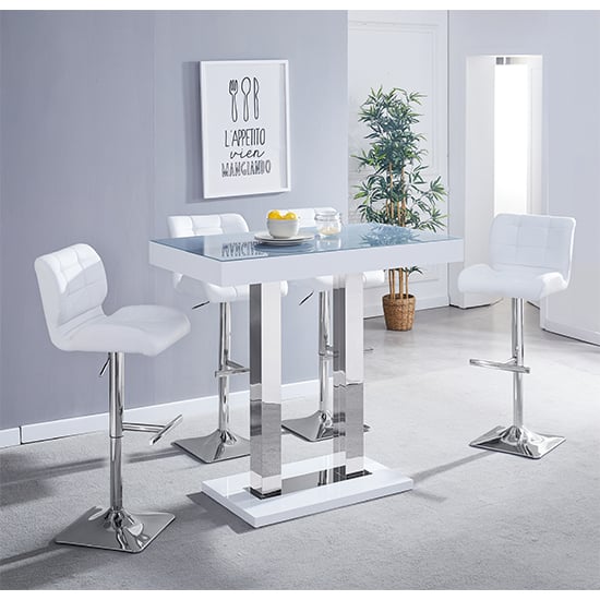 Caprice Grey Glass Top High Gloss Bar Table In White_3