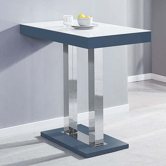Caprice White Grey Gloss Bar Table 4 Copez Grey White Stools_2