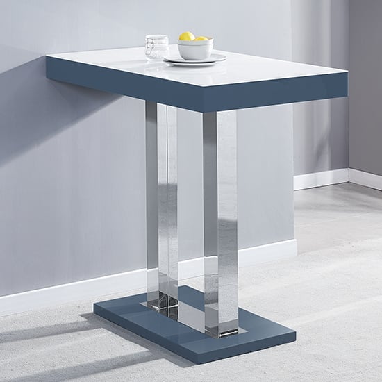 Caprice White Grey Gloss Bar Table With 4 Coco Grey Stools_2