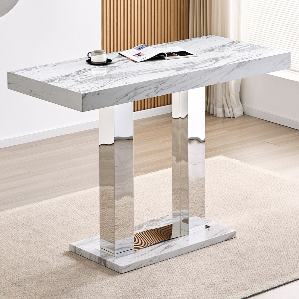 Caprice Large Filo Effect Gloss Bar Table 6 Ritz Black White Stools