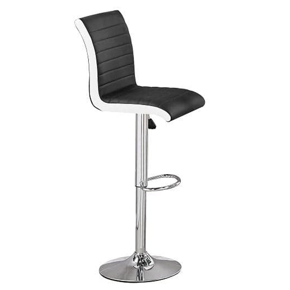 Caprice Large Filo Effect Gloss Bar Table 6 Ritz Black White Stools