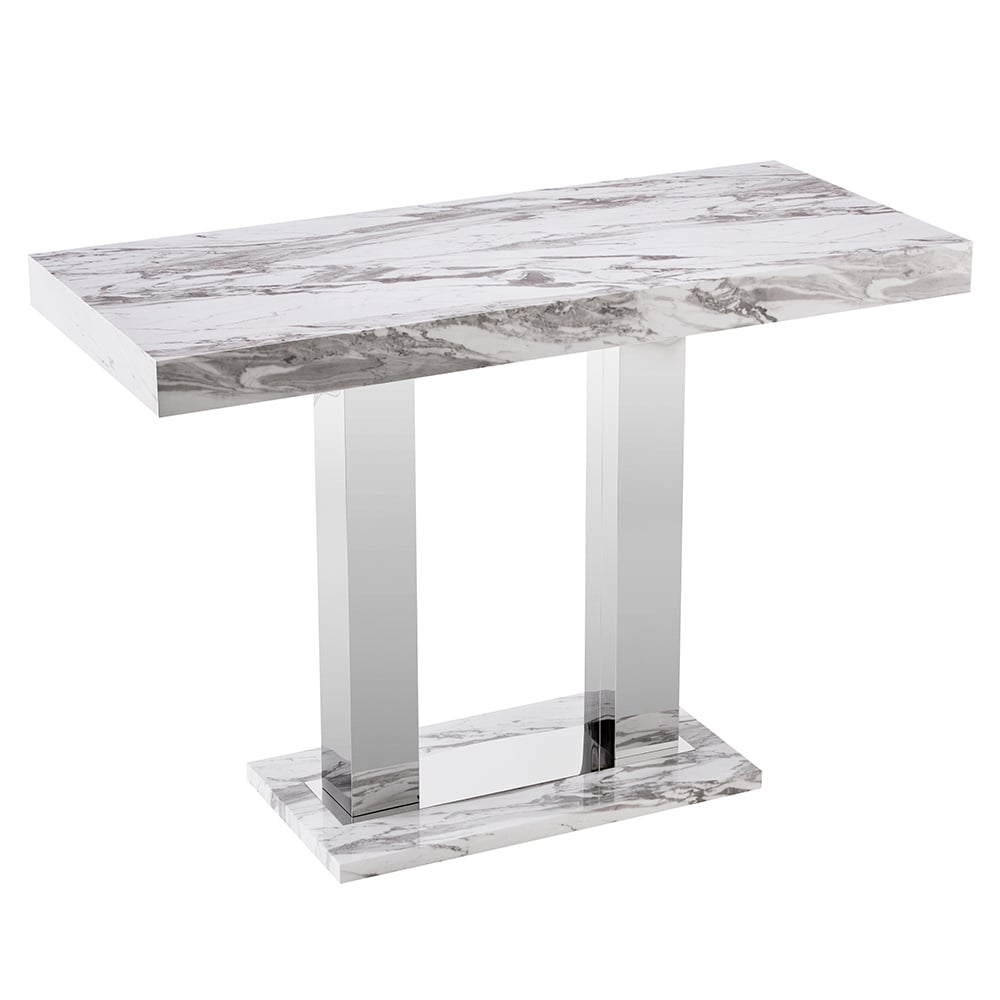 Caprice Large High Gloss Bar Table In Filo Marble Effect