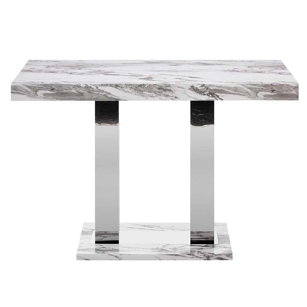Caprice Large High Gloss Bar Table In Filo Marble Effect