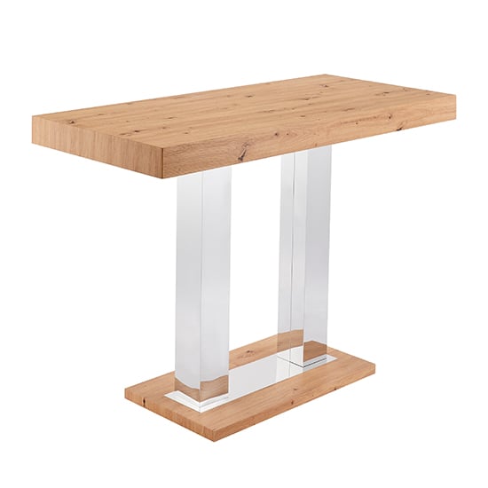 Caprice Large Oak Effect Bar Table With 6 Candid White Stools_2