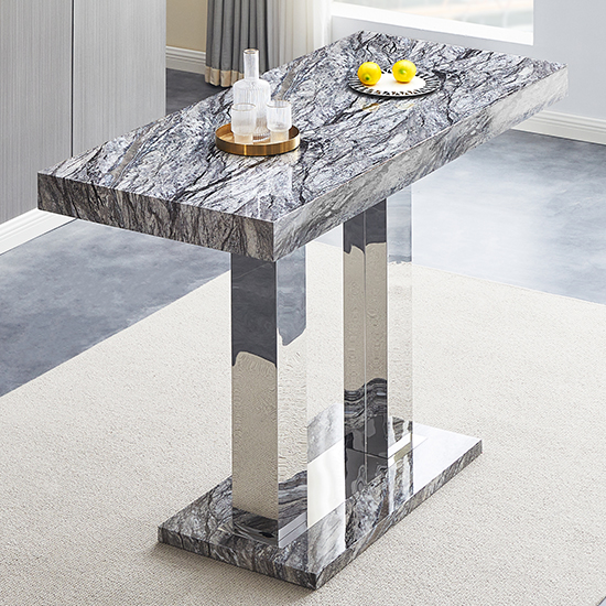 Caprice Large Melange Effect Bar Table 6 Ripple Grey Stools