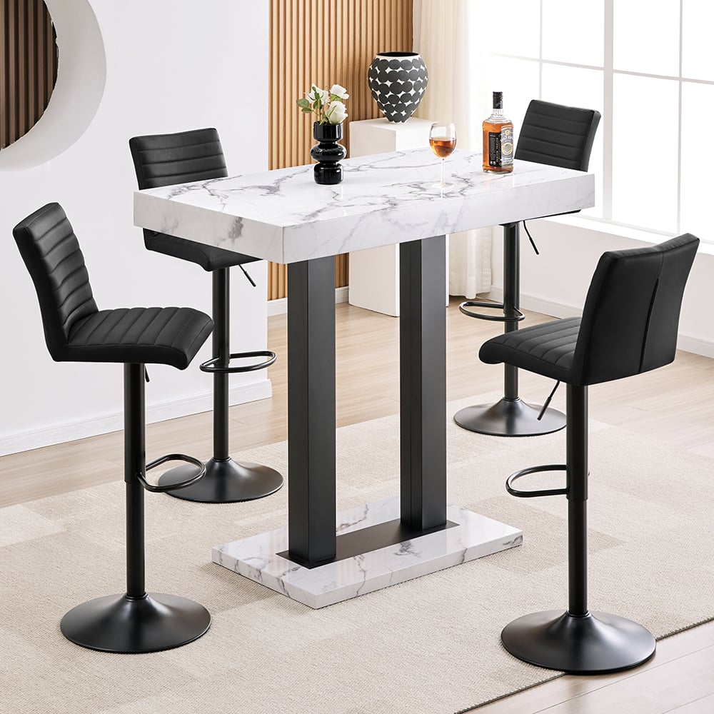 Caprice Small Diva Gloss Bar Table Black Base 4 Ripple Black Stools