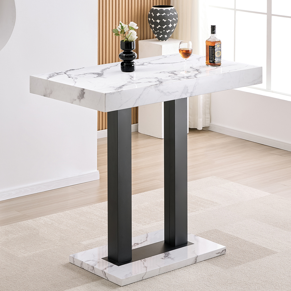 Caprice Small Diva Gloss Bar Table Black Base 4 Ripple White Stools