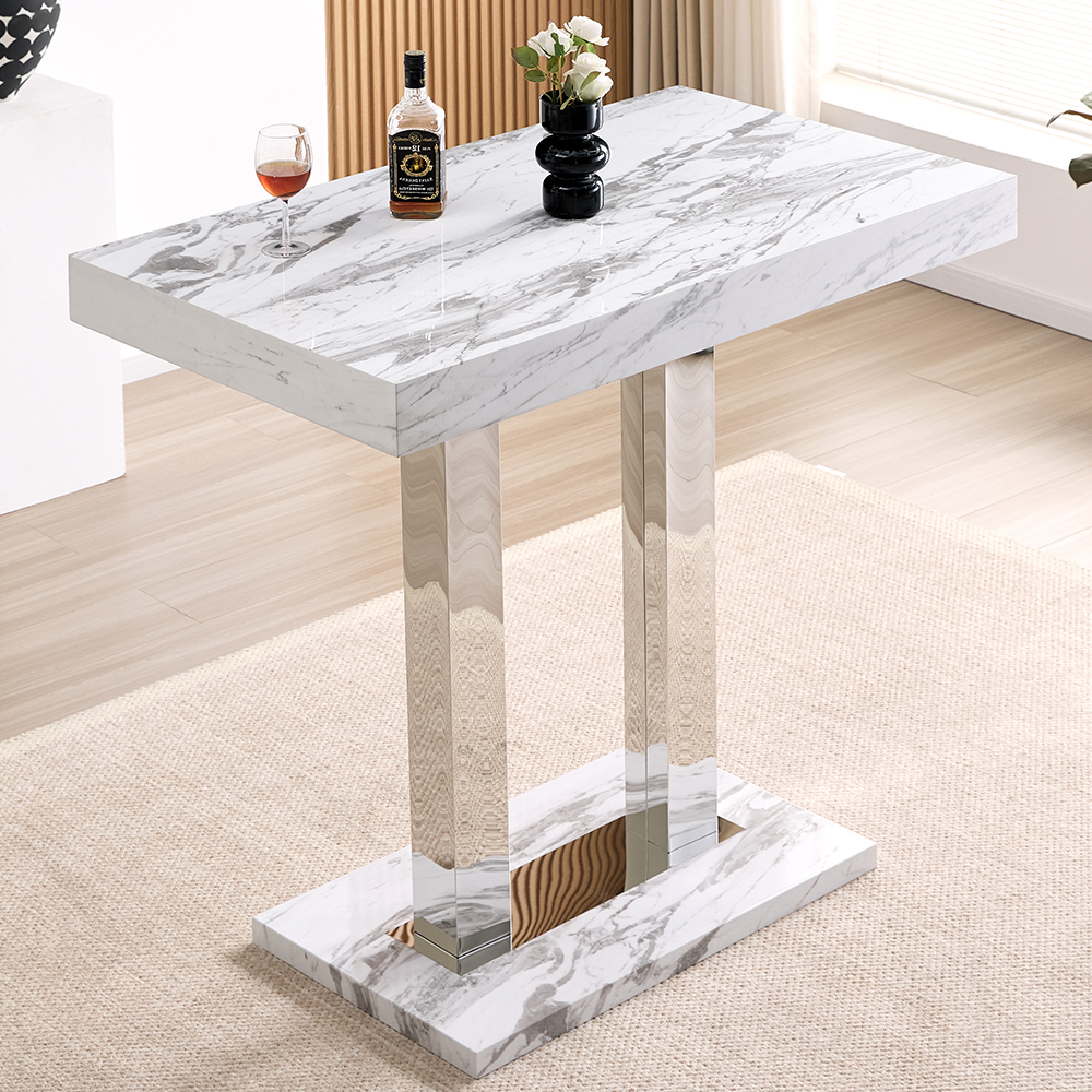 Caprice Small Filo Effect Gloss Bar Table 4 Ripple Black Stools