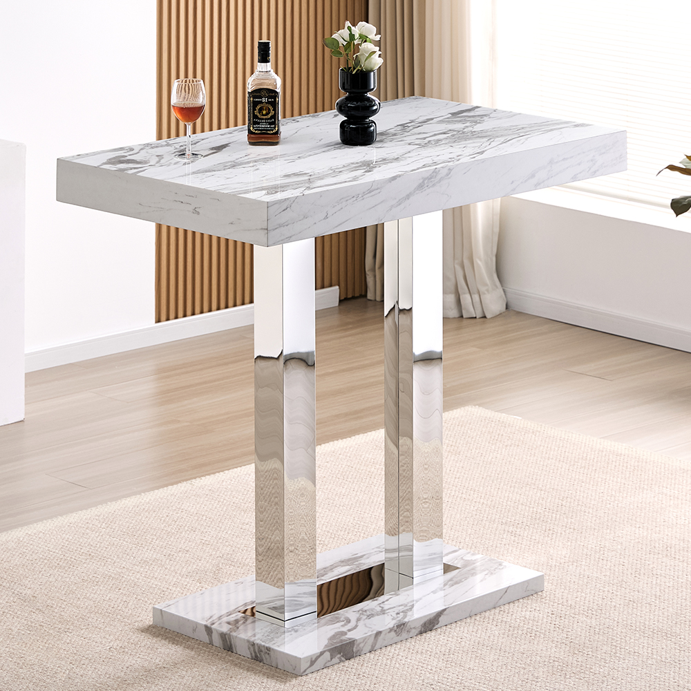 Caprice Small Filo Effect Gloss Bar Table 4 Ripple Grey Stools