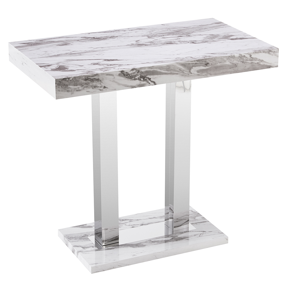 Caprice Small High Gloss Bar Table In Filo Marble Effect