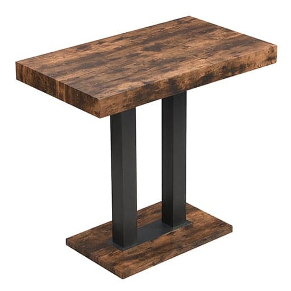 Caprice Small Rustic Oak Bar Table Black Base 4 Ripple Grey Stools