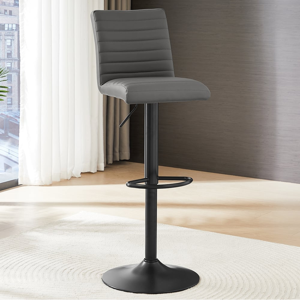 Caprice Small Rustic Oak Bar Table Black Base 4 Ripple Grey Stools
