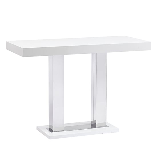 Caprice Large White Gloss Bar Table With 6 Candid Grey Stools_2