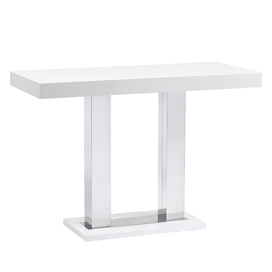 Caprice Large White Gloss Bar Table 6 Coco Grey Stools