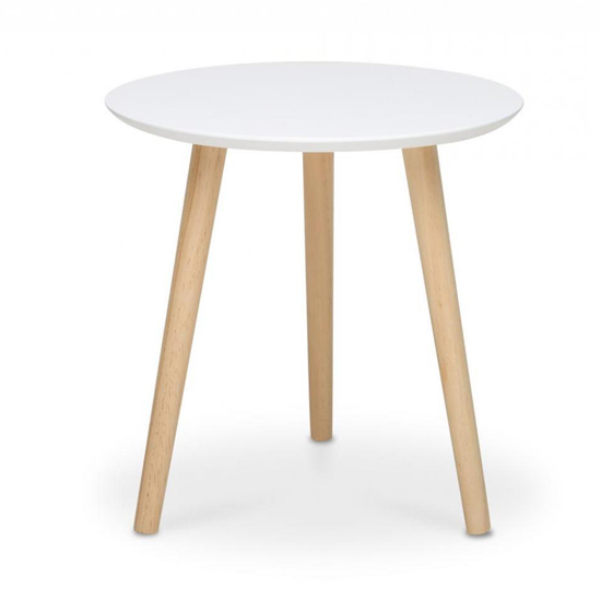 Capricornus Small Wooden Side Table In White And Pine Furniture in