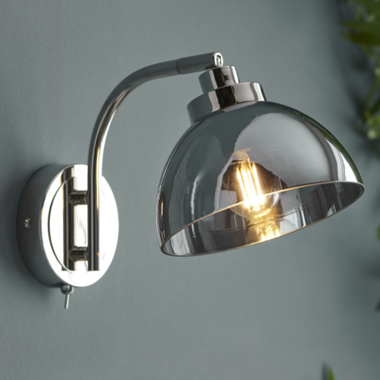 Caspar Steel Wall Light In Nickel thumbnail