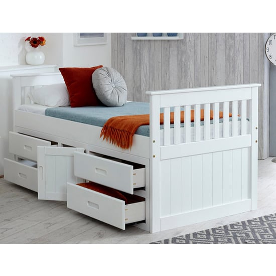 Captains Storage Bed In White With 4 Drawers And 1 Door_2