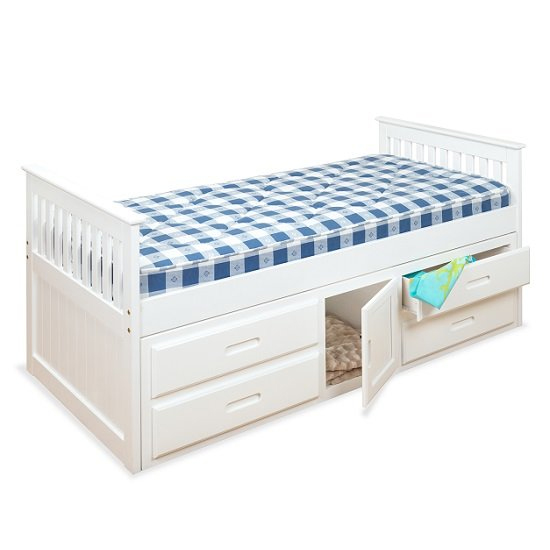 Captains Storage Bed In White With 4 Drawers And 1 Door_4