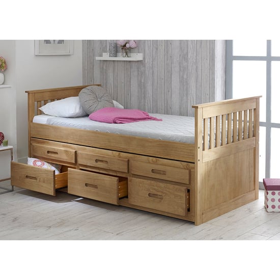 Captains Wooden Storage Single Bed With Guest Bed In Waxed Pine_3