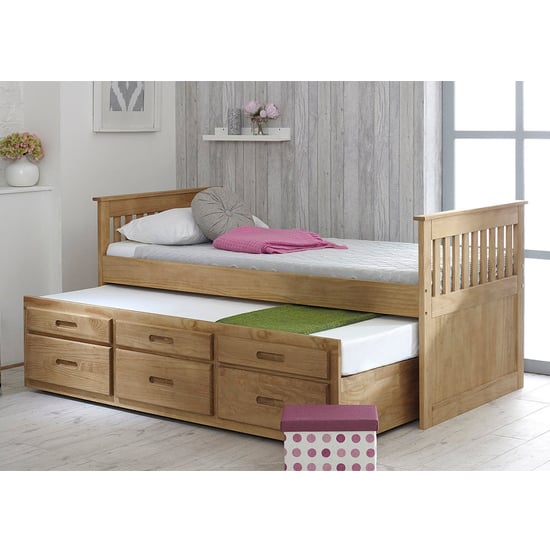 Captains Wooden Storage Single Bed With Guest Bed In Waxed Pine_4