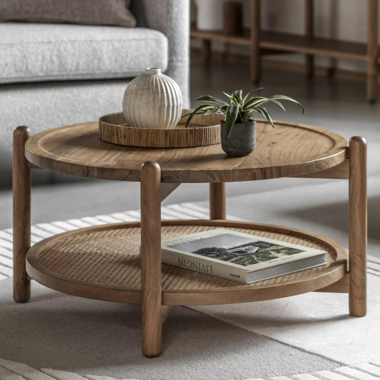 Captiva Wooden Round Coffee Table In Natural