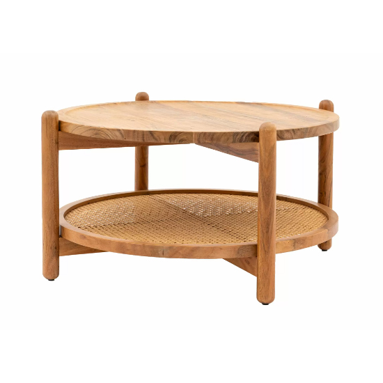 Captiva Wooden Round Coffee Table In Natural