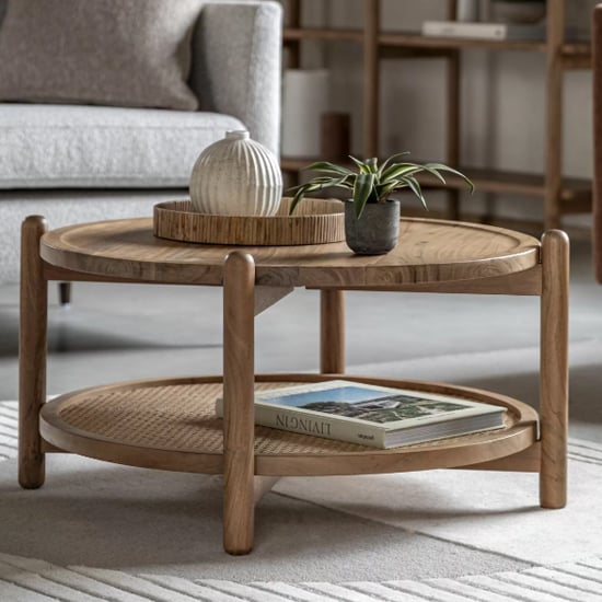 Product photograph of Captiva Acacia Wood Coffee Table Round In Natural from Furniture in Fashion