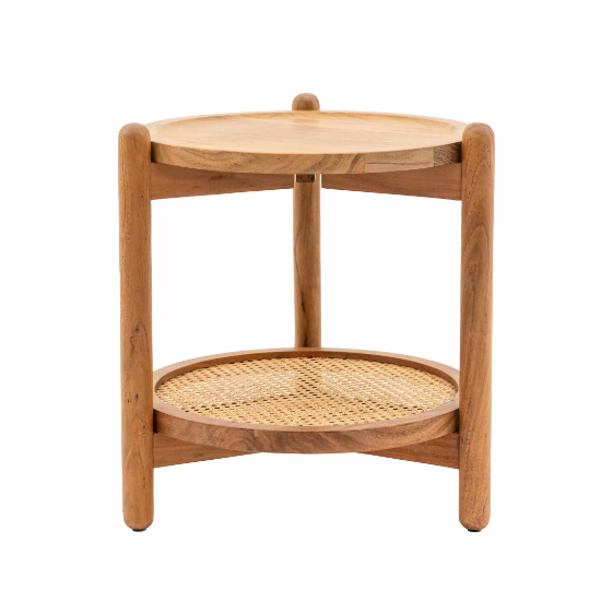 Captiva Wooden Round Side Table In Natural