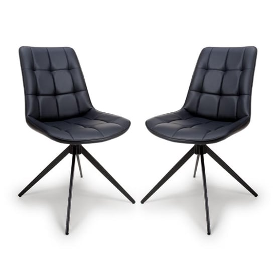 Captiva Black Faux Leather Dining Chairs In Pair