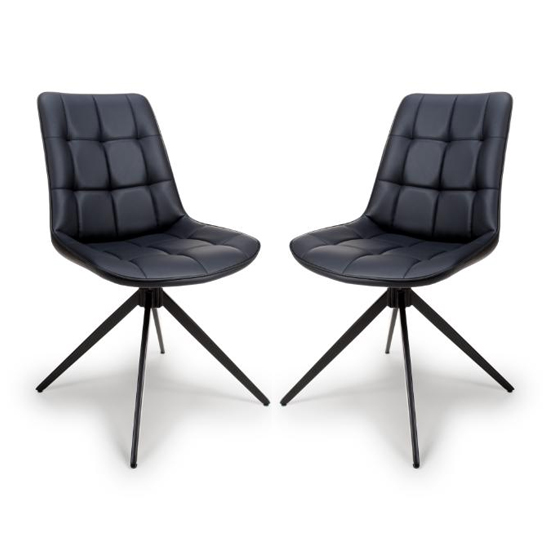 Captiva Black Faux Leather Dining Chairs In Pair