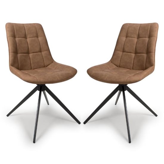 Product photograph of Captiva Tan Faux Leather Dining Chairs In Pair from Furniture in Fashion